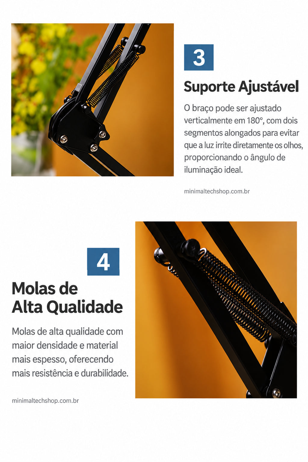 Luminária Articulada Minimal Tech - Braço Longo Premium