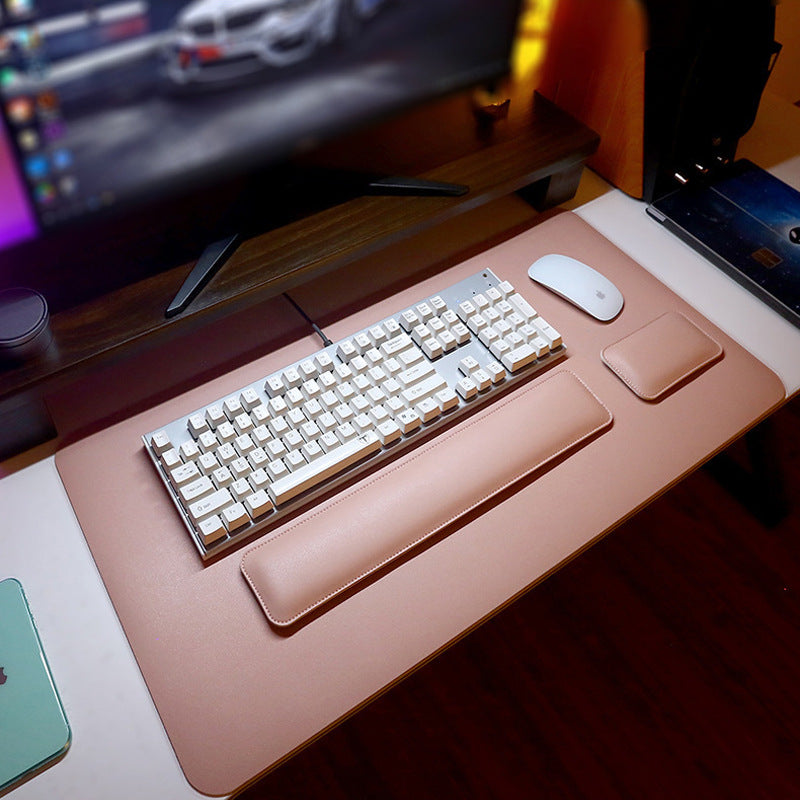 Mouse Pad Gigante de Couro com Apoio de Pulso para Teclado — Escritório