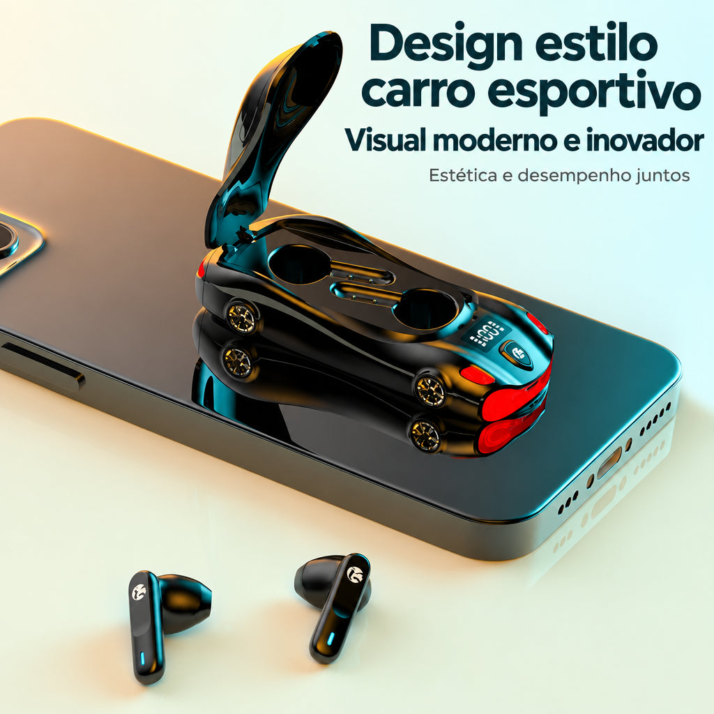 Fone TWS L24 Sem Fio — Bluetooth Esportivo Design Carro com Baixa Latência