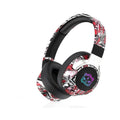 Fone Bluetooth Over-Ear com LED e Estampa Graffiti 3D — Sem Costura
