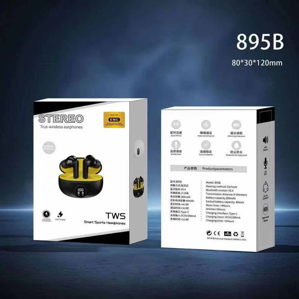 Fone TWS 895B Sem Fio — Bluetooth In-Ear Gamer com Baixa Latência