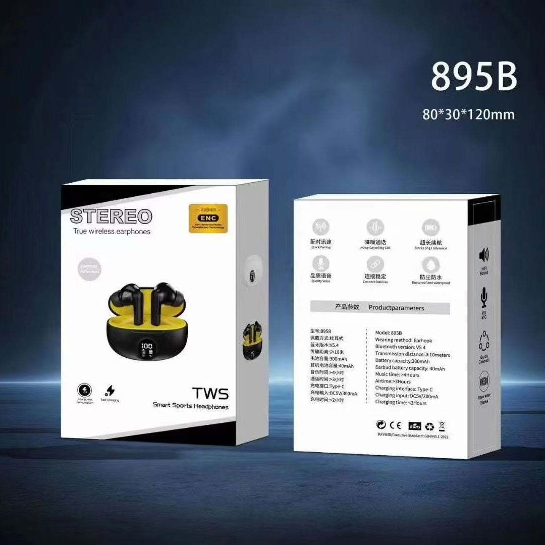 Fone TWS 895B Sem Fio — Bluetooth In-Ear Gamer com Baixa Latência