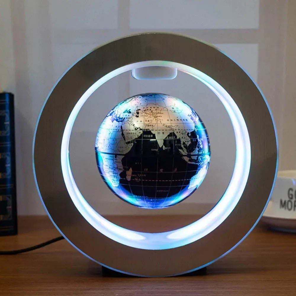 Globo Terrestre Levitante com LED — Decoração Mapa Mundi Magnético Giratório