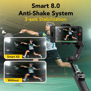 Gimbal Estabilizador AOCHUAN Smart X3 — 3 Eixos Anti-Vibração com Bastão Telescópico para Smartphone