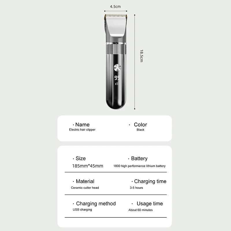 Máquina de Corte Profissional USB com Display LED e Corpo Lavável — vista superior (imagem 5 de 9)