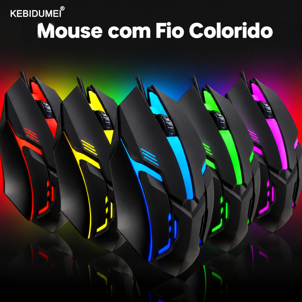 Mouse Gamer USB com LED Colorido — 5000 DPI
