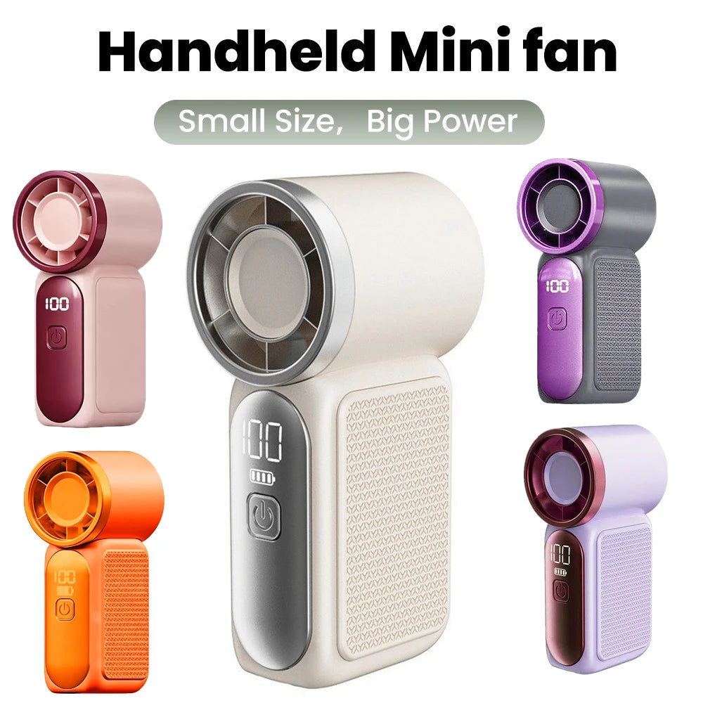 Mini Ventilador Portátil Recarregável 5 Velocidades com Display Digital