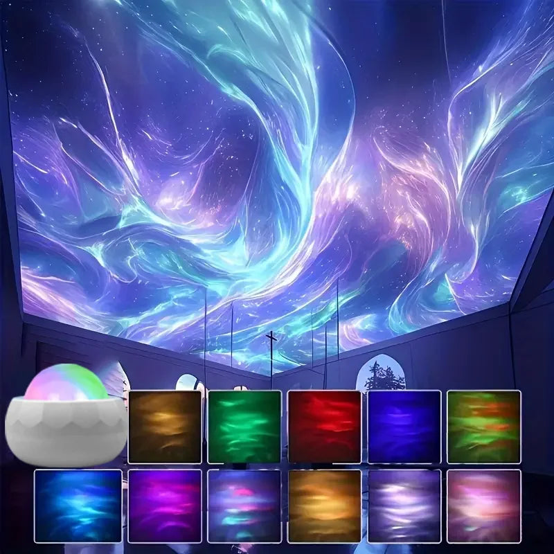 Projetor Aurora LED Galaxy — Luz Noturna RGB 7 Modos com Controle Remoto