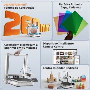 Impressora 3D ANYCUBIC Kobra 4 FDM MultiColor — Até 8 Cores, 600mm/s, Controle via App