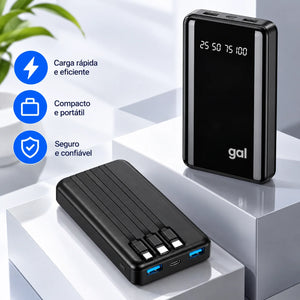 Powerbank 20000mAh com Lanterna LED — Carregador Portátil Design Favo de Mel