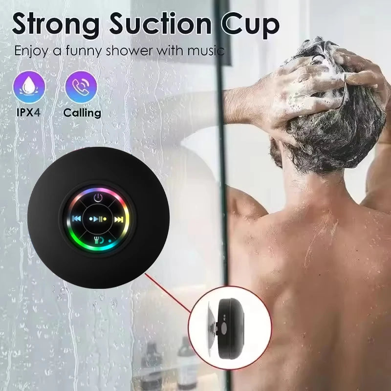 Caixa de Som Bluetooth Portátil IPX4 com LED e Ventosa