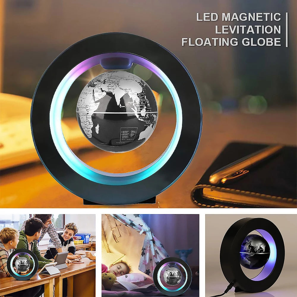Globo Terrestre Levitante com LED — Decoração Mapa Mundi Magnético Giratório