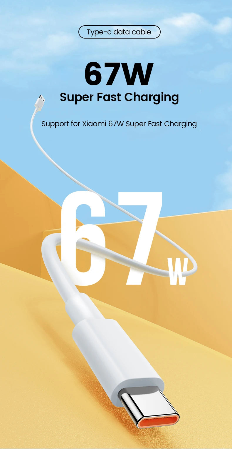 Carregador Xiaomi 67W USB-C com Cabo 6A Turbo Charge