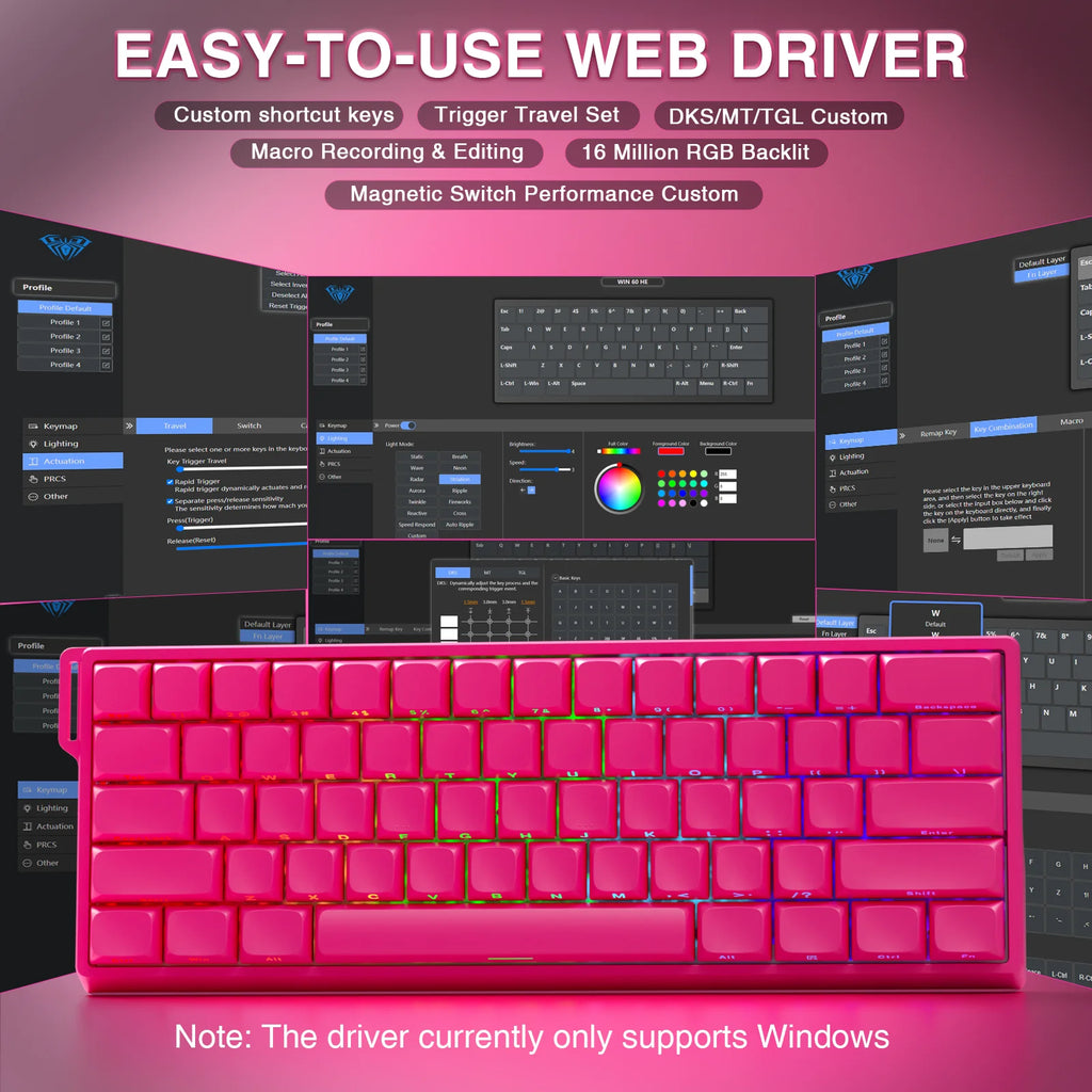 Teclado Gamer AULA WIN60 HE Pro MAX — Hall Effect Magnético 8000Hz Hot-Swap