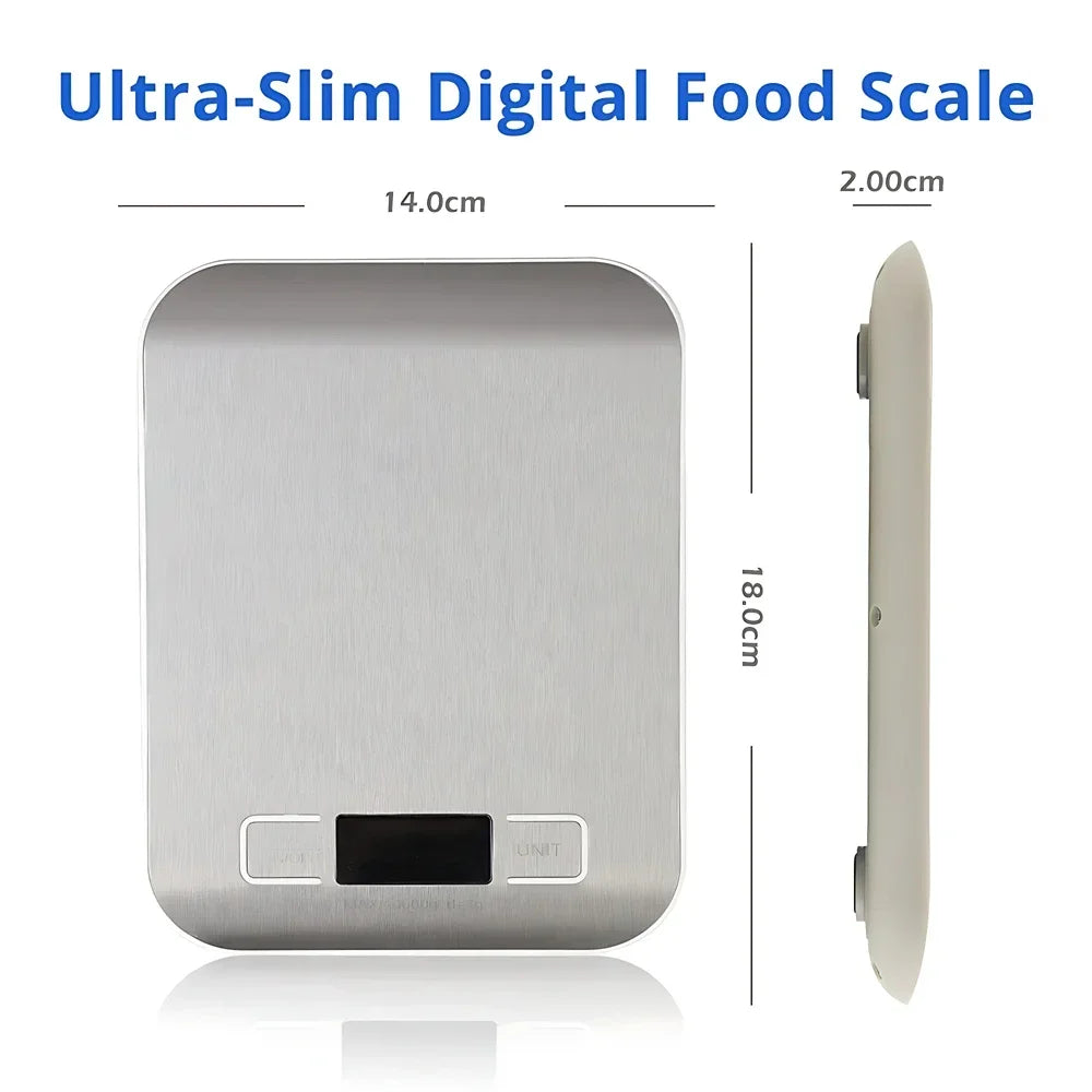 Balança Digital de Cozinha 5 kg ou 10 kg — Precisão de 1 g e Plataforma Inox