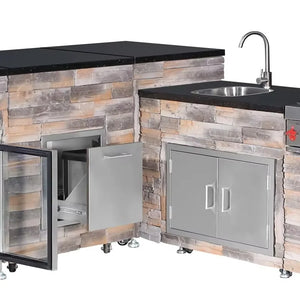 Churrasqueira Island Kitchen Station em Aço Inox — Queimadores Integrados, Certificado CE, Personalizável