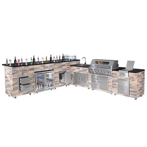 Churrasqueira Island Kitchen Station em Aço Inox — Queimadores Integrados, Certificado CE, Personalizável