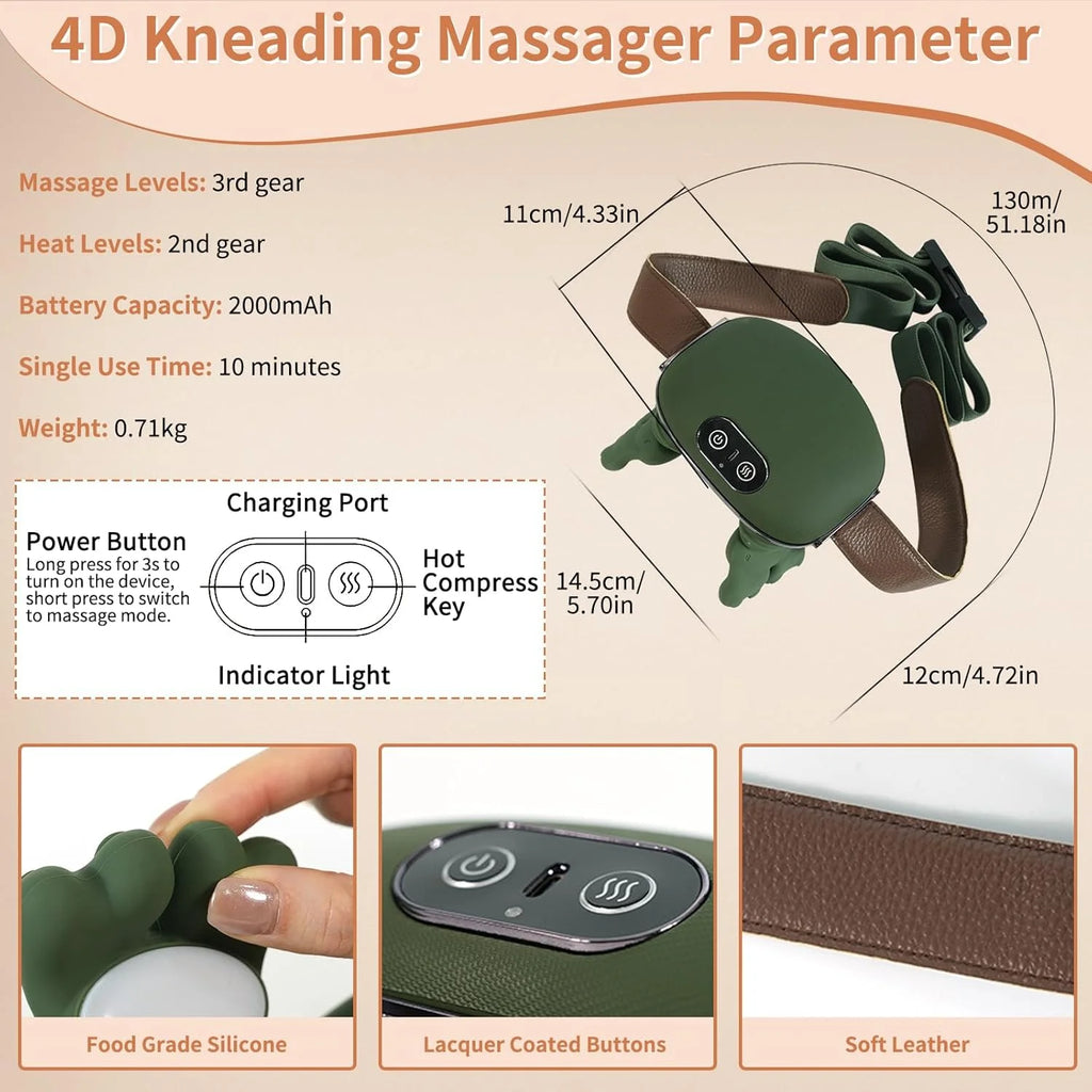 Massageador Cervical Sem Fio com Aquecimento e Massagem Shiatsu 4D