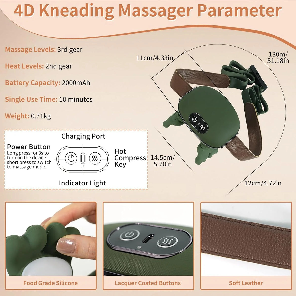 Massageador Cervical Sem Fio com Aquecimento e Massagem Shiatsu 4D