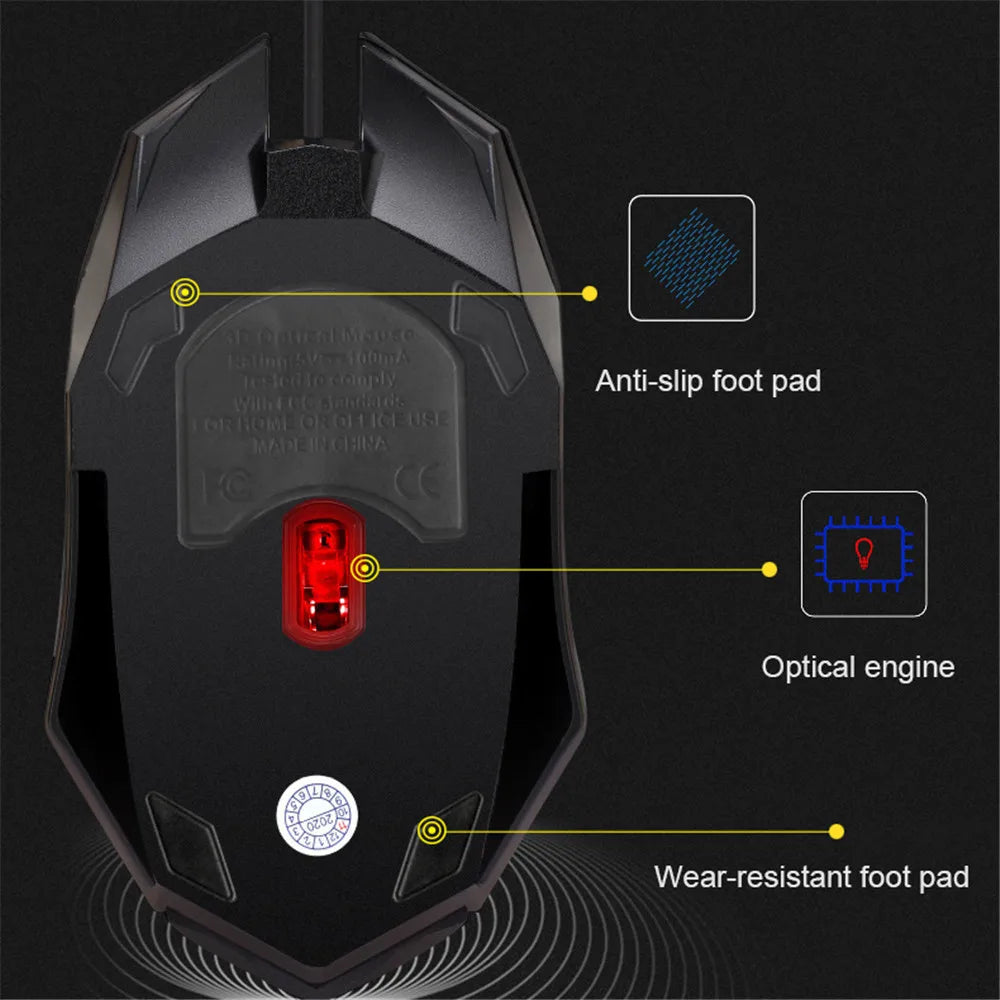 Mouse Gamer USB com LED Colorido — 5000 DPI
