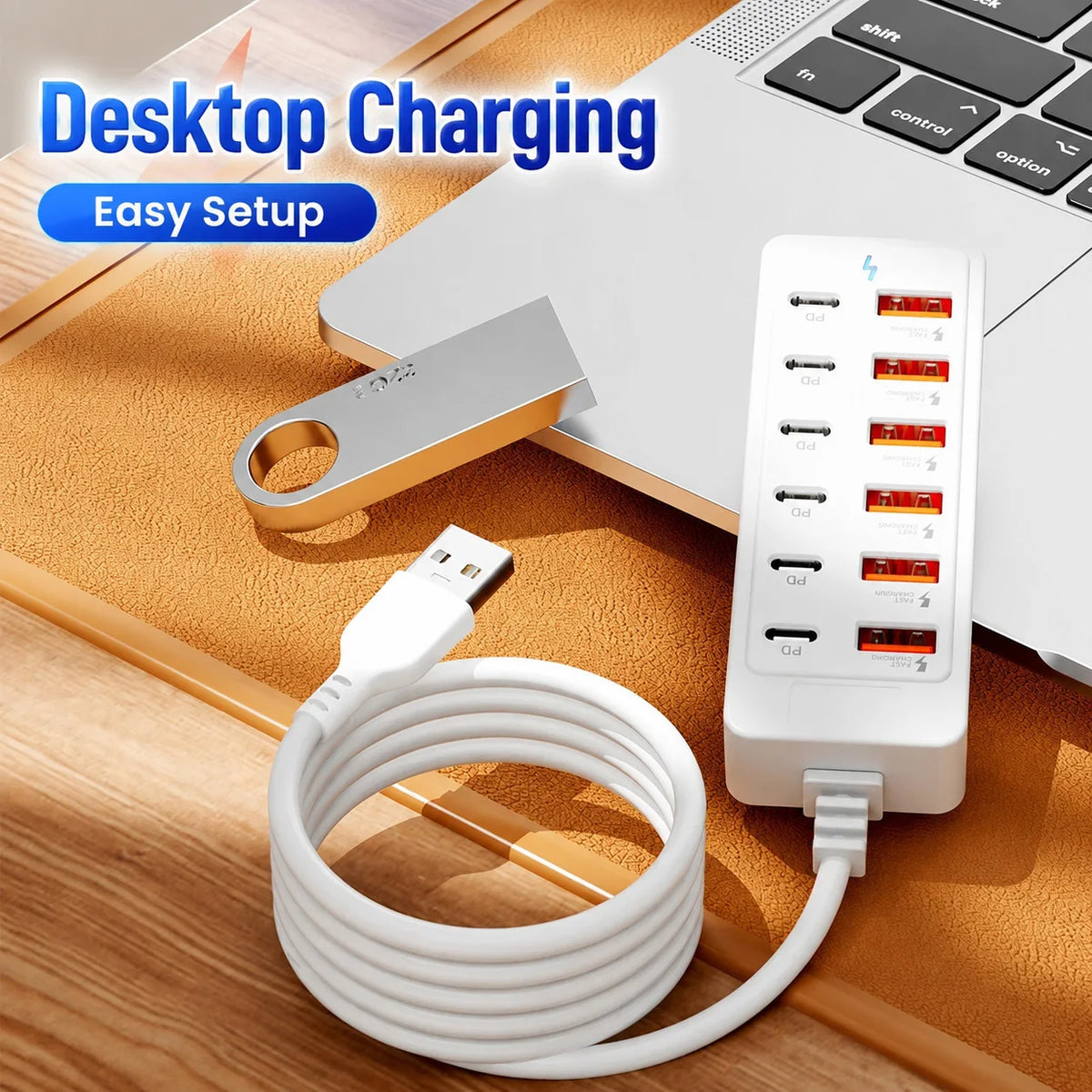 Hub Carregador USB 12 Portas Desktop (6 USB-A + 6 USB-C)