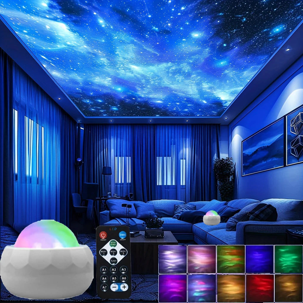 Projetor Aurora LED Galaxy — Luz Noturna RGB 7 Modos com Controle Remoto
