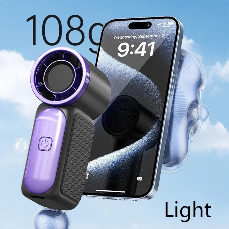 Mini Ventilador Portátil Recarregável 5 Velocidades com Display Digital