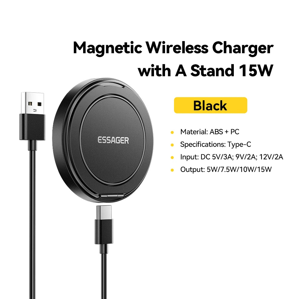 Carregador Sem Fio Magnético Essager 15W com Suporte
