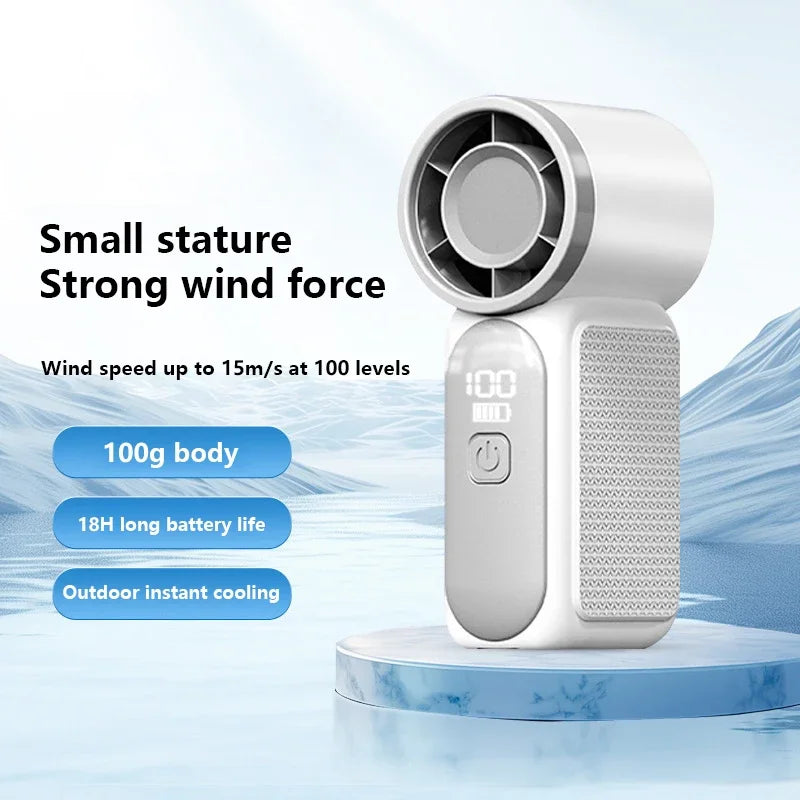 Mini Ventilador Portátil Recarregável 5 Velocidades com Display Digital