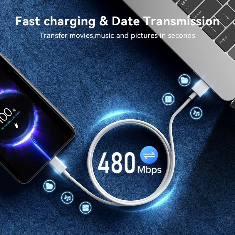 Cabo USB-C 6A Original Xiaomi Turbo Charge 1m / 1,8m — vista traseira (imagem 3 de 9)