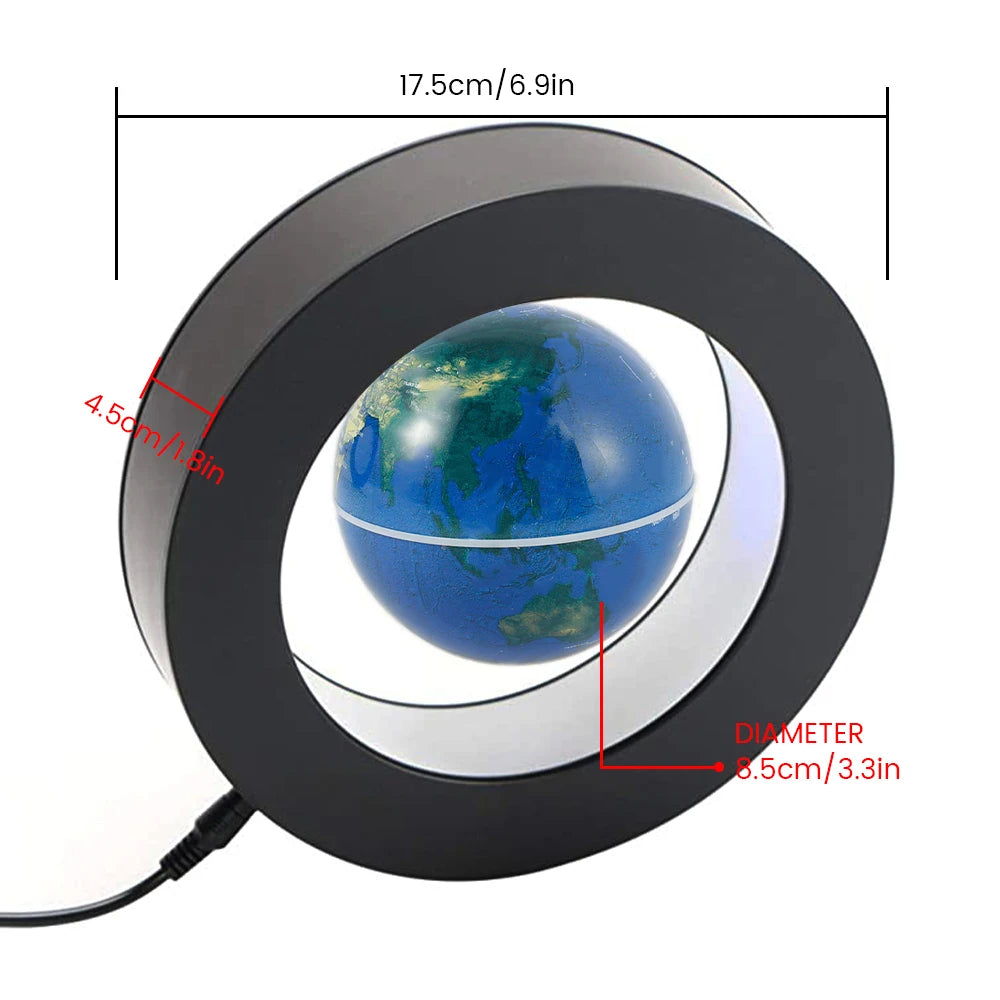 Globo Terrestre Levitante com LED — Decoração Mapa Mundi Magnético Giratório