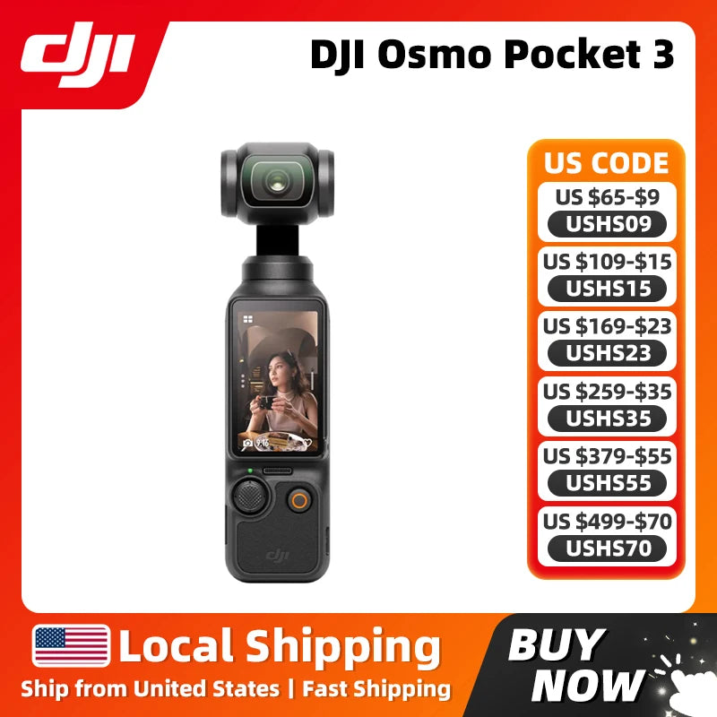 Câmera Gimbal DJI Osmo Pocket 3 4K com Estabilização de 3 Eixos