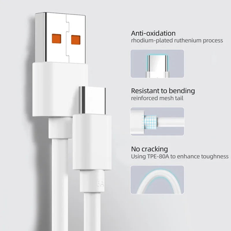 Cabo USB-C 6A Original Xiaomi Turbo Charge 1m / 1,8m — em uso (imagem 6 de 9)