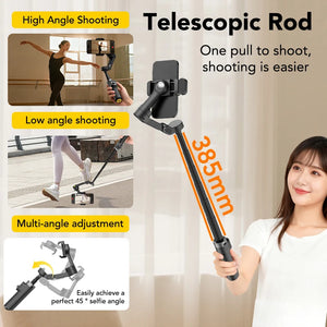 Gimbal Estabilizador AOCHUAN Smart X3 — 3 Eixos Anti-Vibração com Bastão Telescópico para Smartphone