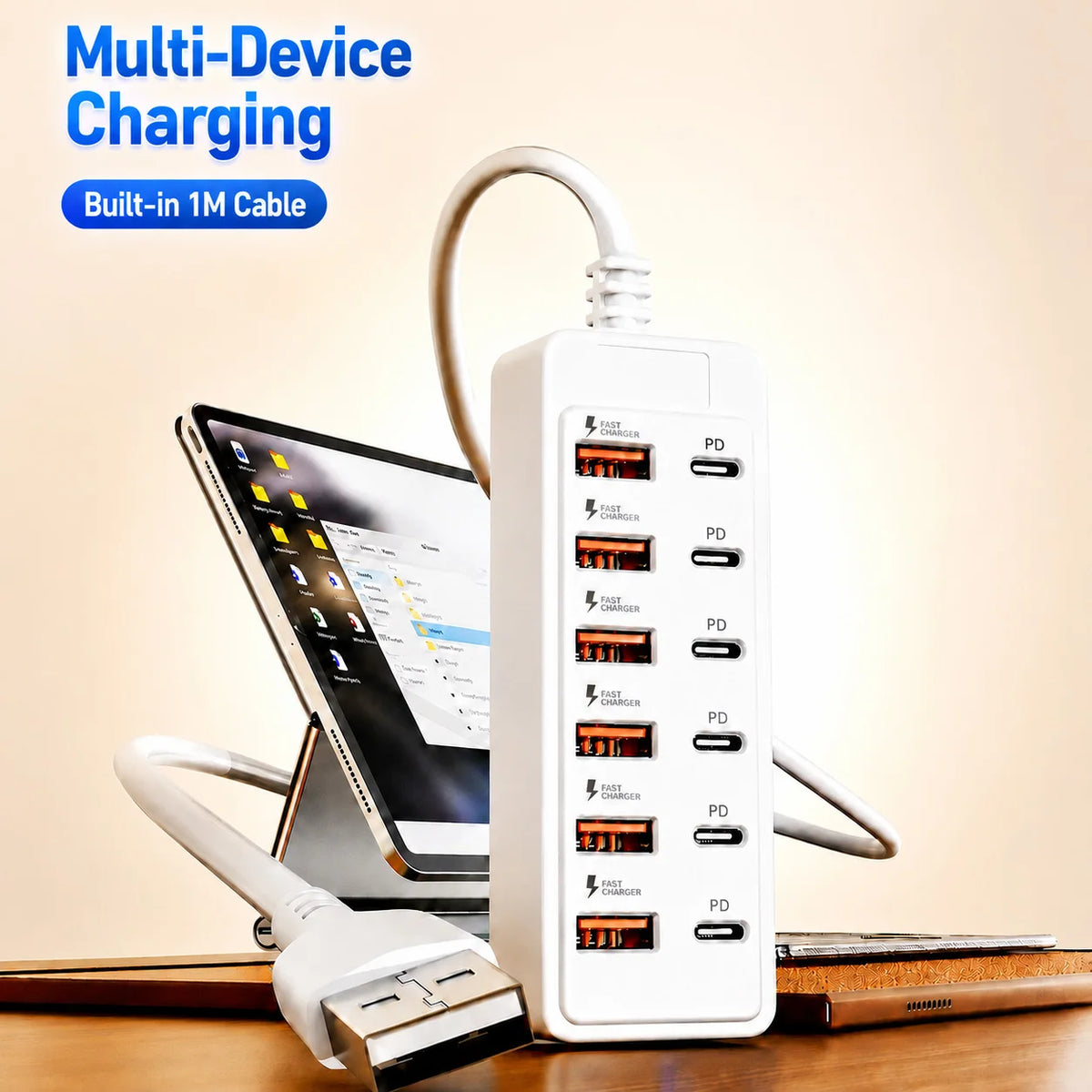 Hub Carregador USB 12 Portas Desktop (6 USB-A + 6 USB-C)