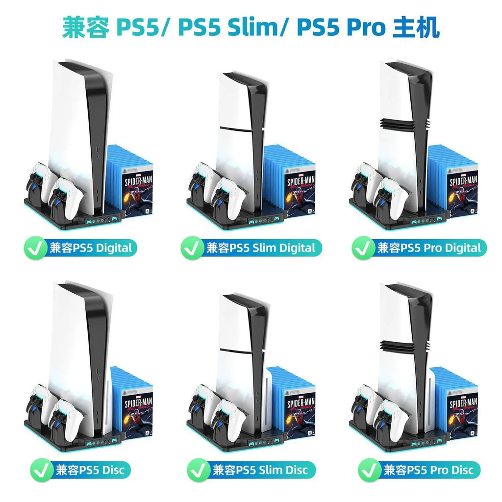 Base Carregadora para PS5 Slim e Pro com Cooler e Iluminação RGB