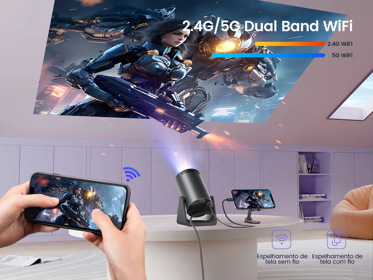 Projetor Portátil Wimius L1 1080P Android 11 Wi-Fi Bluetooth