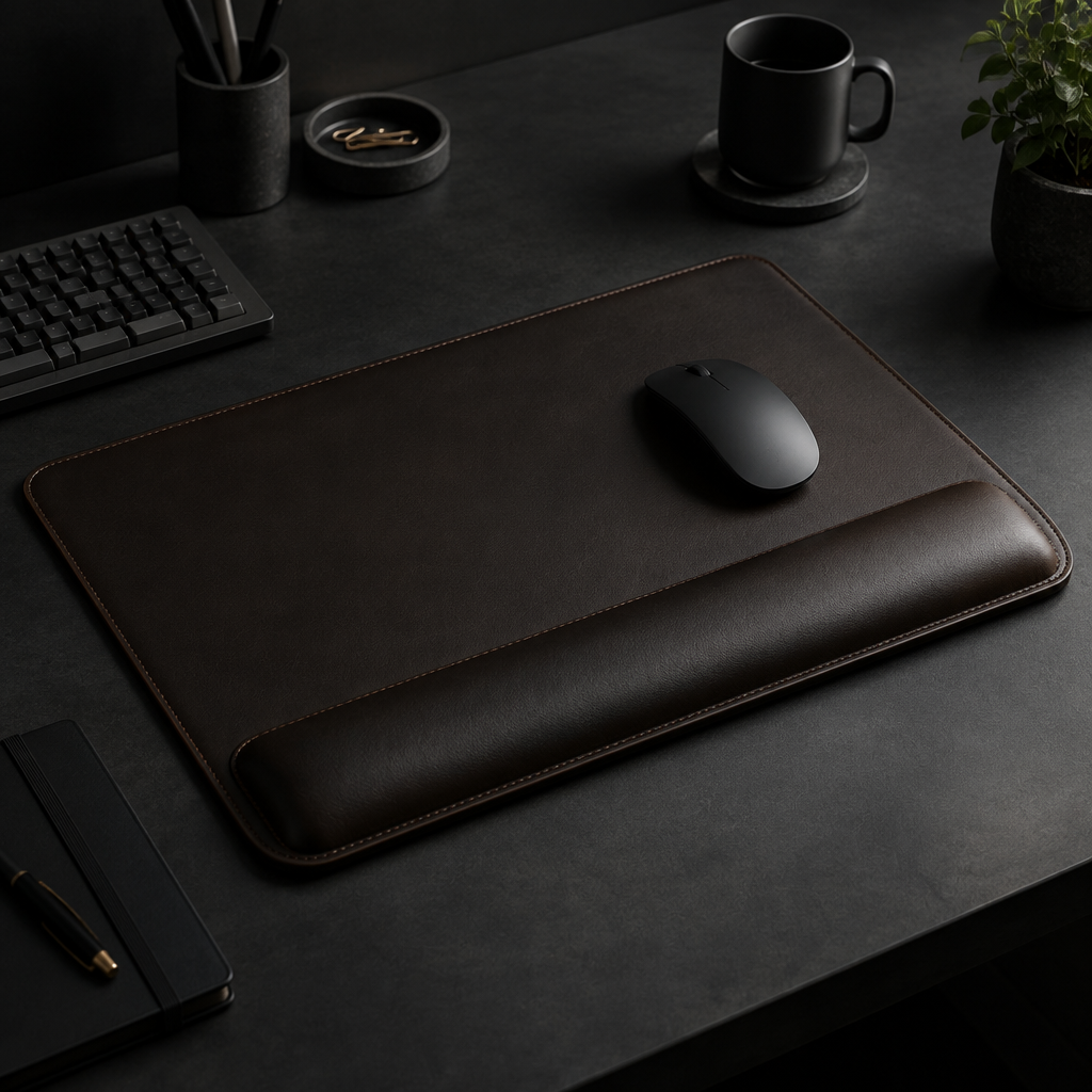 Mouse Pad Gigante de Couro com Apoio de Pulso — Minimal Tech Shop